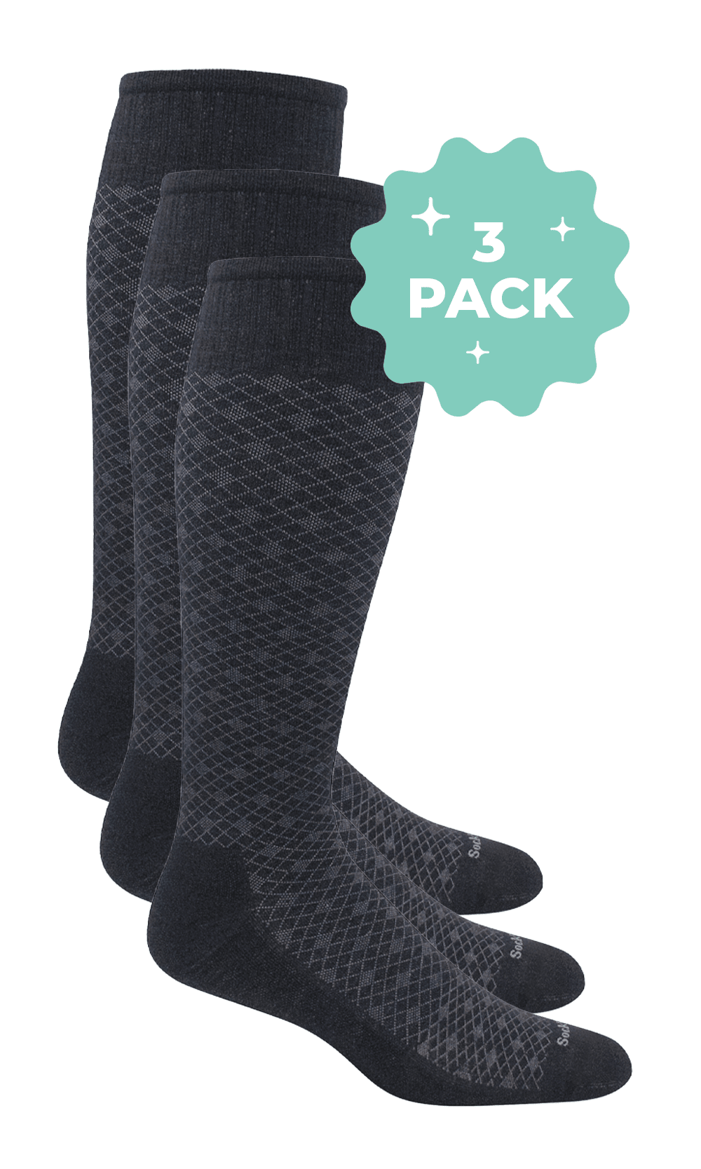 Mens Featherweight 3-Pack | Moderate Graduated Compression M/L / Black Mens Featherweight 3-Pack | Moderate Graduated Compression M/L / Black