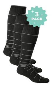 Men’s Circulator 3-Pack | Moderate Graduated Compression Lifestyle Compression Sockwell M/L Black Stripe