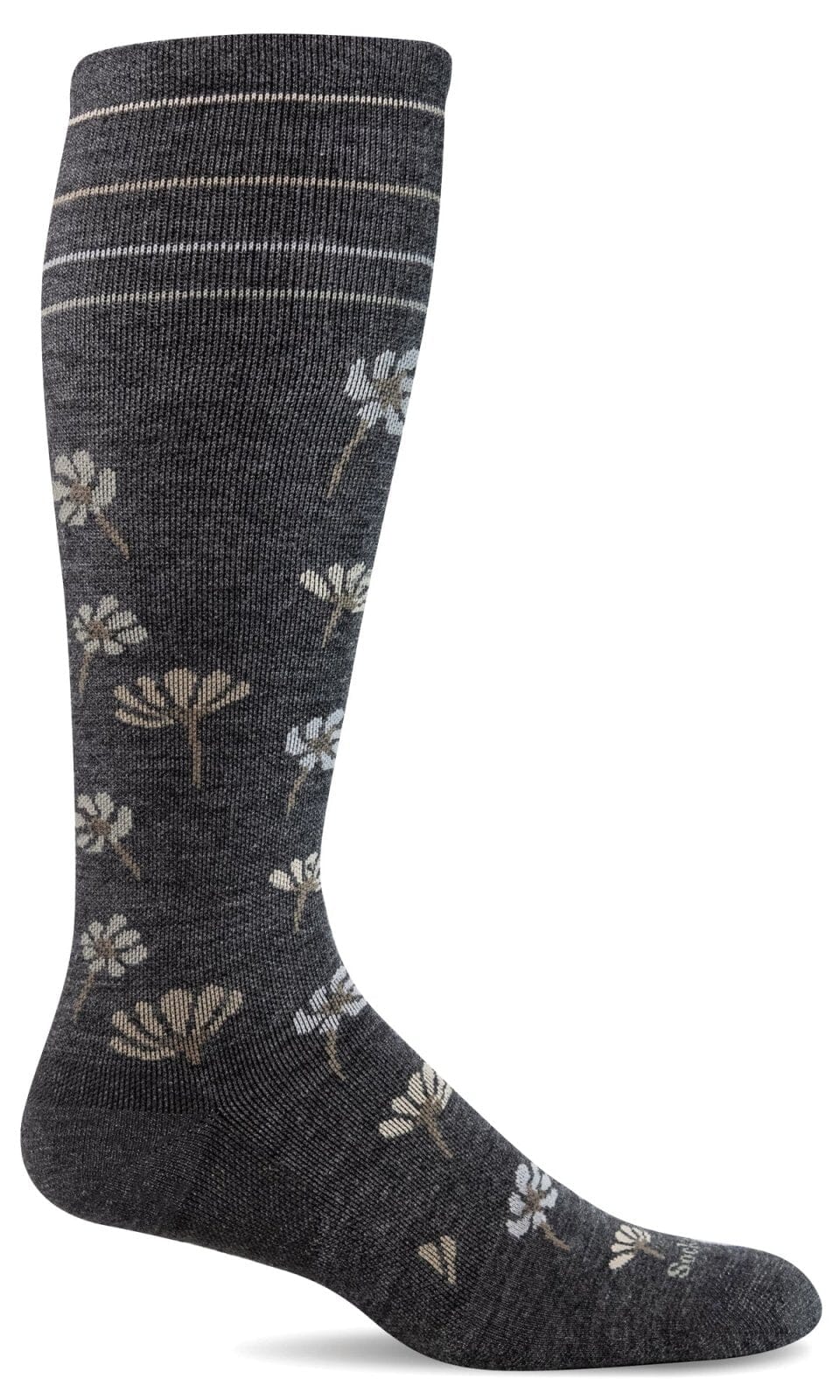Women's Field Flower | Moderate Graduated Compression Socks Lifestyle Compression Sockwell S/M Charcoal