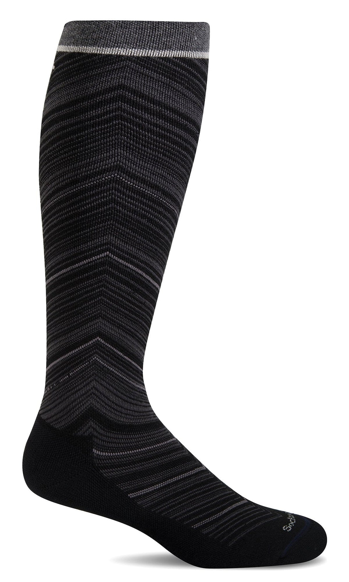 Women's Full Flattery | Moderate Graduated Compression Socks | Wide Calf Fit Lifestyle Compression Sockwell S/M Black