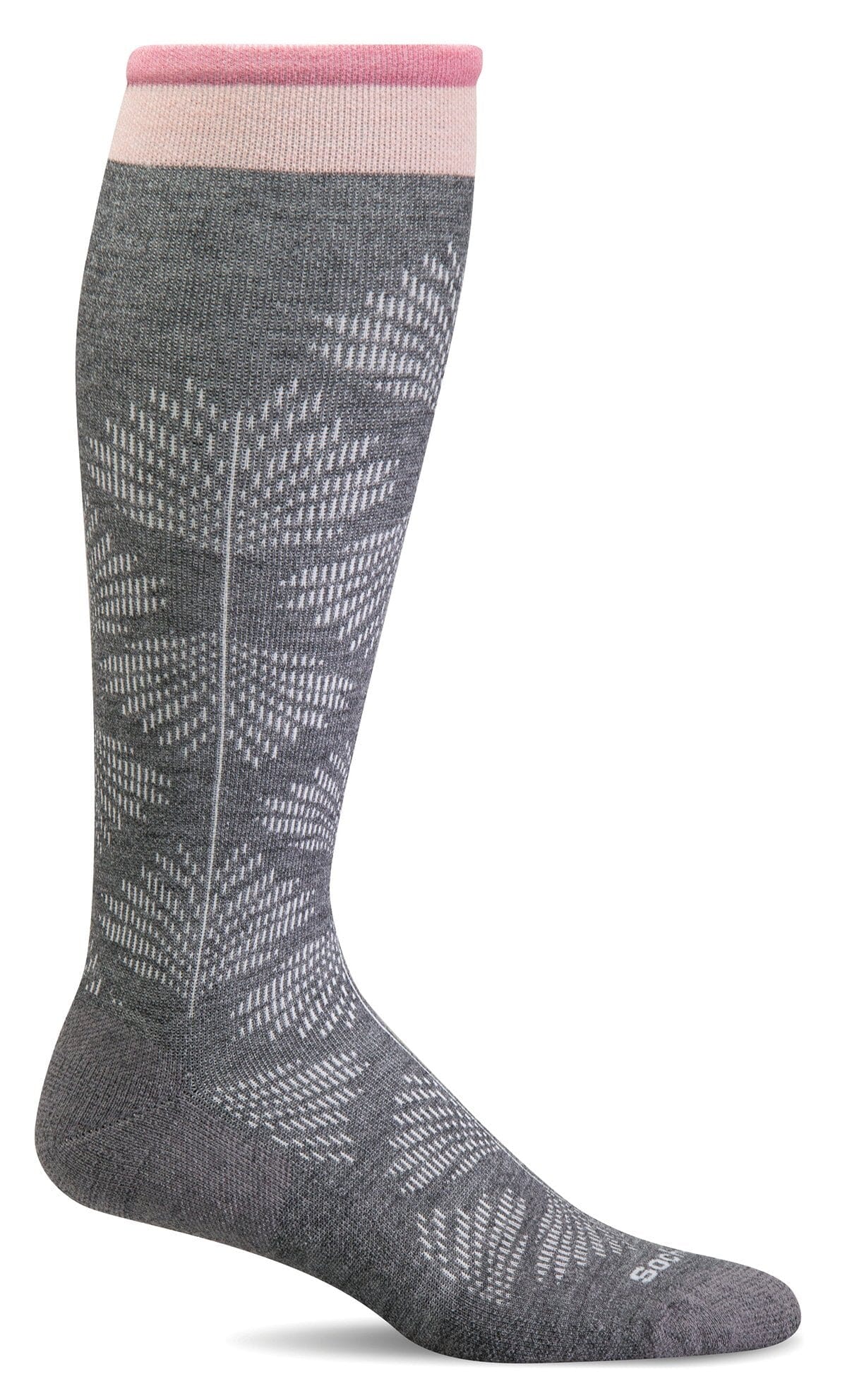 Women's Full Floral | Moderate Graduated Compression Socks | Wide Calf Fit Lifestyle Compression Sockwell S/M Charcoal