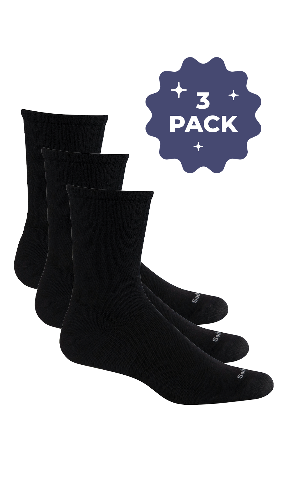 Men's Plantar Cush Crew II 3-Pack | Plantar Relief Plantar Fasciitis Relief Sockwell M/L Black Solid 