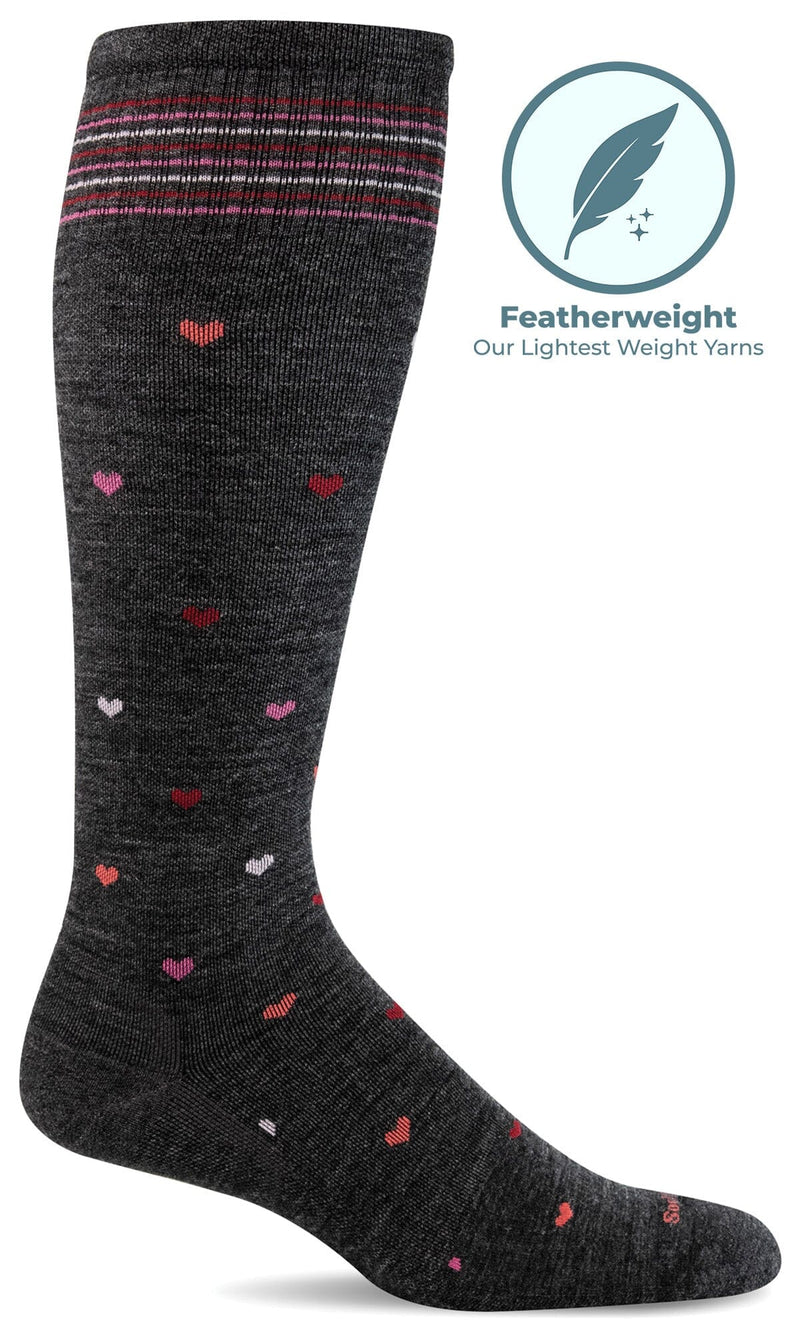 Women's Full Heart | Moderate Graduated Compression Socks | Wide Calf Fit Lifestyle Compression Sockwell S/M Charcoal 