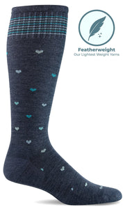 Women's Full Heart | Moderate Graduated Compression Socks | Wide Calf Fit Lifestyle Compression Sockwell S/M Denim 