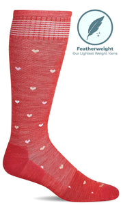 Women's Full Heart | Moderate Graduated Compression Socks | Wide Calf Fit Lifestyle Compression Sockwell S/M Poppy 
