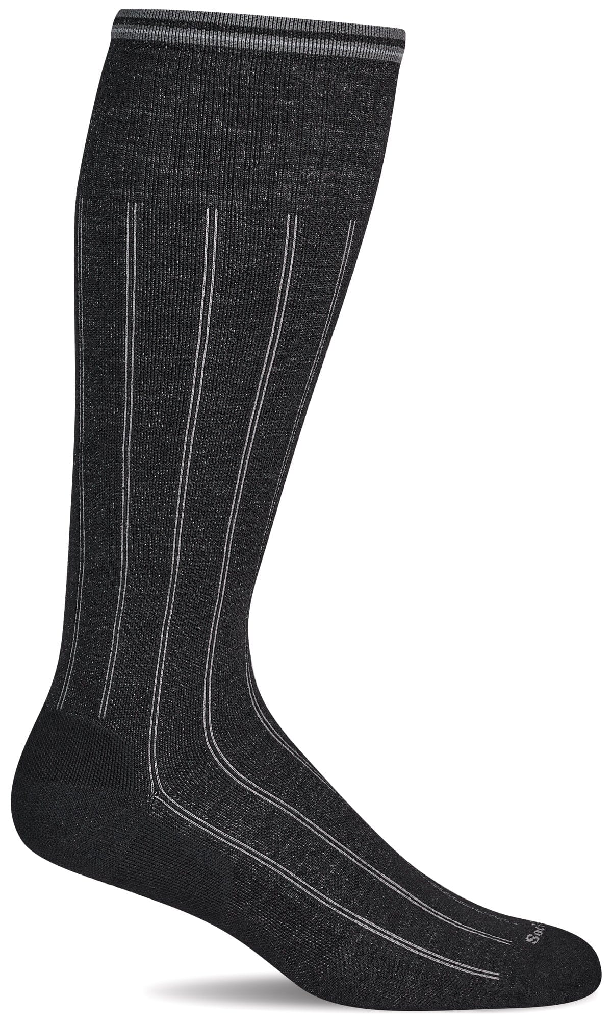 Men's High Rise Rib | Moderate Graduated Compression Socks | Wide Calf Fit Lifestyle Compression Sockwell M/L Black 