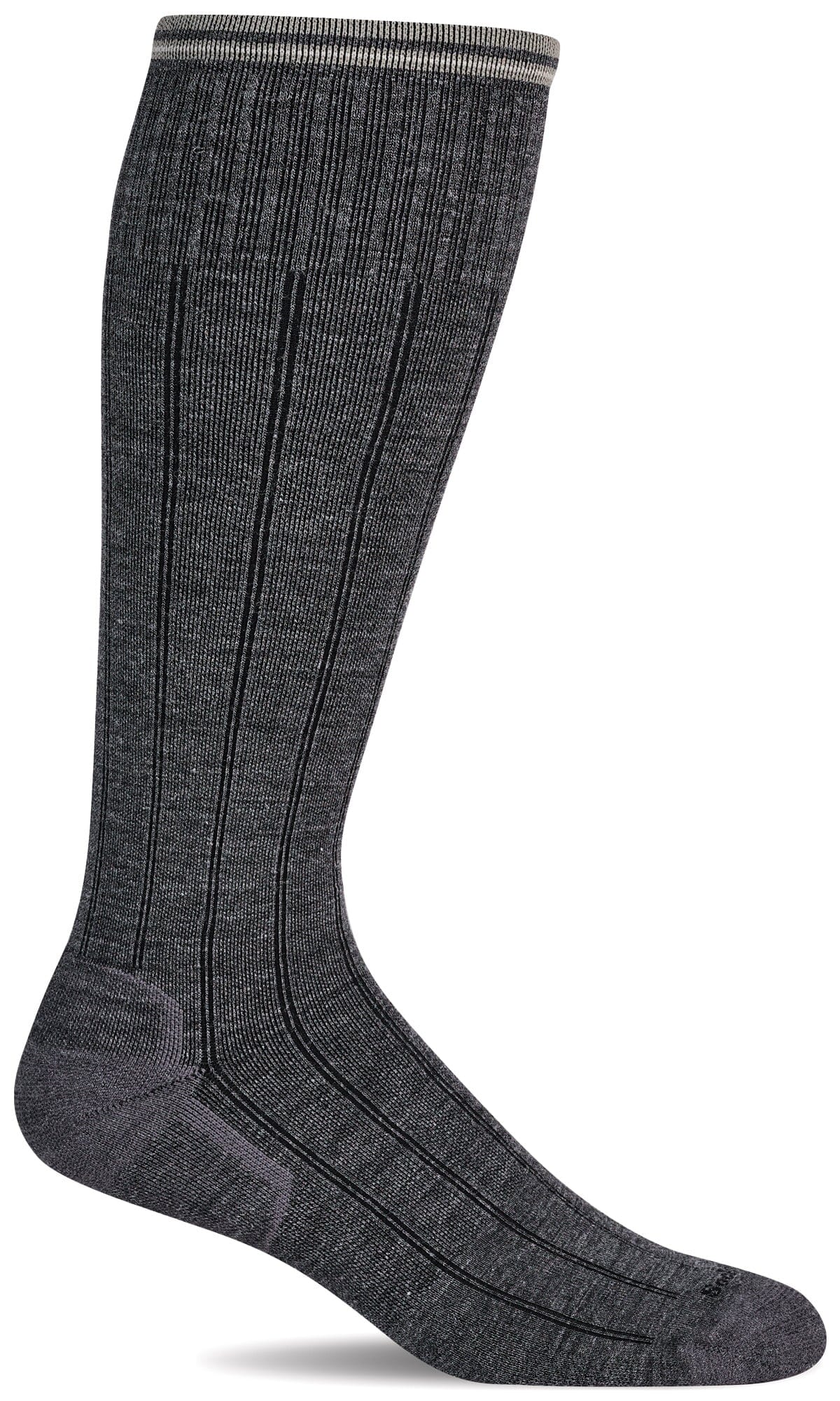 Men's High Rise Rib | Moderate Graduated Compression Socks | Wide Calf Fit Lifestyle Compression Sockwell M/L Charcoal 