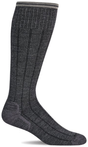 Men's High Rise Rib | Moderate Graduated Compression Socks | Wide Calf Fit Lifestyle Compression Sockwell M/L Charcoal 