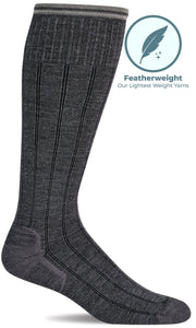 Men's High Rise Rib | Moderate Graduated Compression Socks | Wide Calf Fit Lifestyle Compression Sockwell M/L Charcoal 