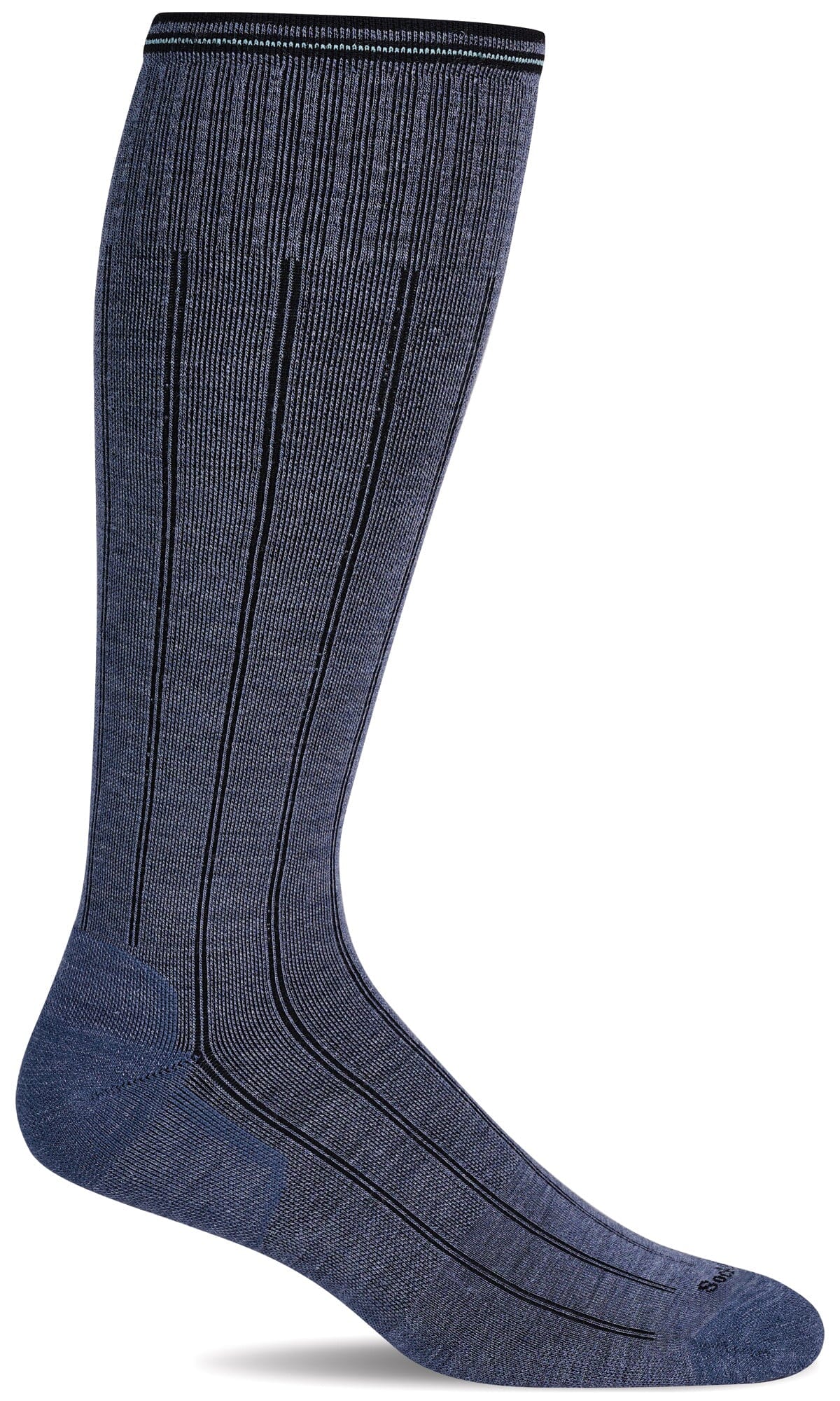 Men's High Rise Rib | Moderate Graduated Compression Socks | Wide Calf Fit Lifestyle Compression Sockwell M/L Denim 