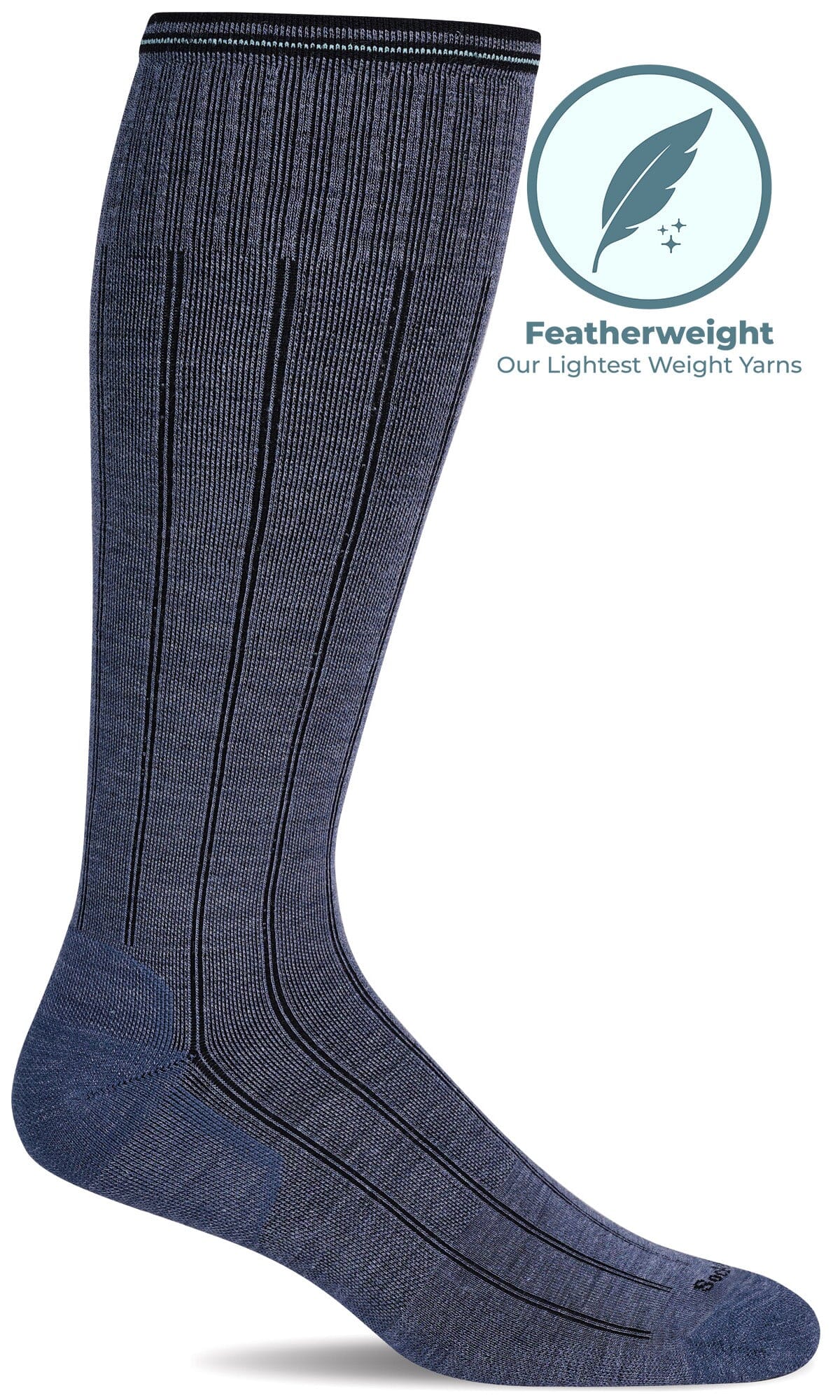Men's High Rise Rib | Moderate Graduated Compression Socks | Wide