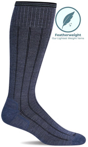 Men's High Rise Rib | Moderate Graduated Compression Socks | Wide Calf Fit Lifestyle Compression Sockwell M/L Denim 