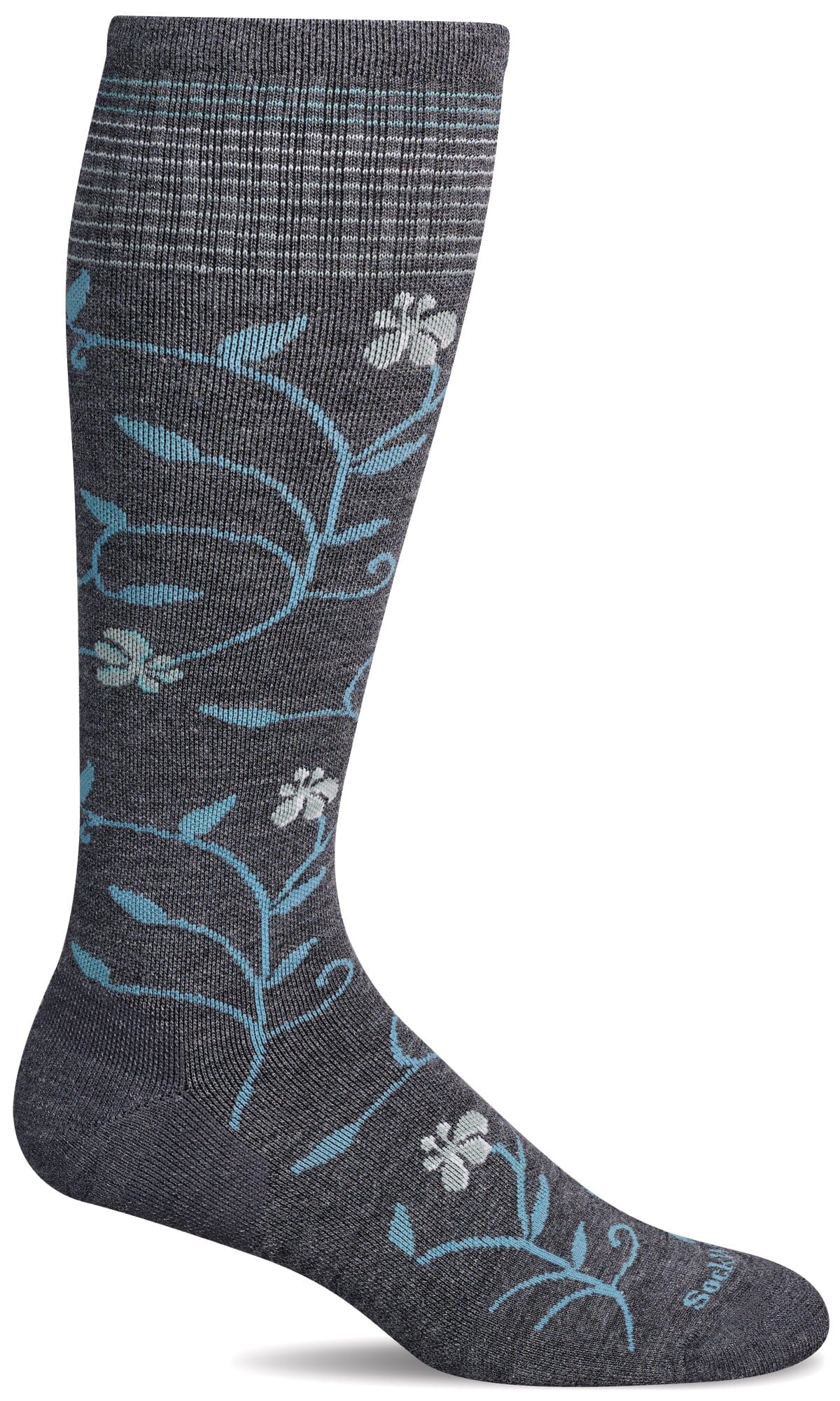 Women's Full Sun | Moderate Graduated Compression Socks | Wide Calf Fit Lifestyle Compression Sockwell S/M Charcoal 