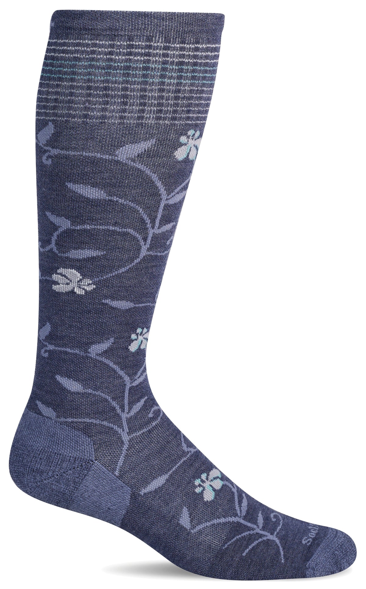 Women's Full Sun | Moderate Graduated Compression Socks | Wide Calf Fit Lifestyle Compression Sockwell S/M Denim 