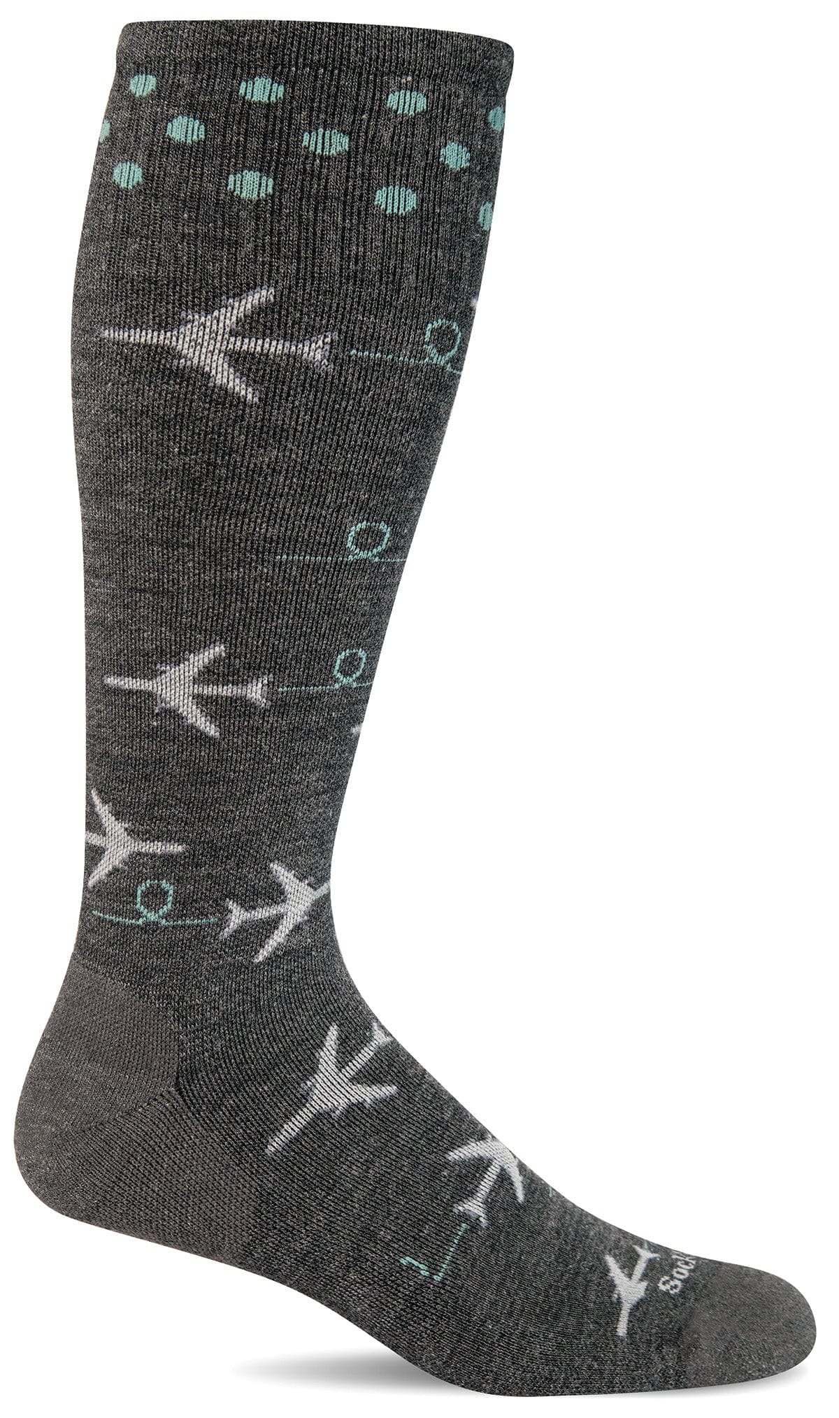 Women's In Flight Fun | Moderate Graduated Compression Socks Lifestyle Compression Sockwell S/M Charcoal 