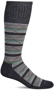 Women's Full Array | Moderate Graduated Compression Socks | Wide Calf Fit Lifestyle Compression Sockwell S/M Charcoal 