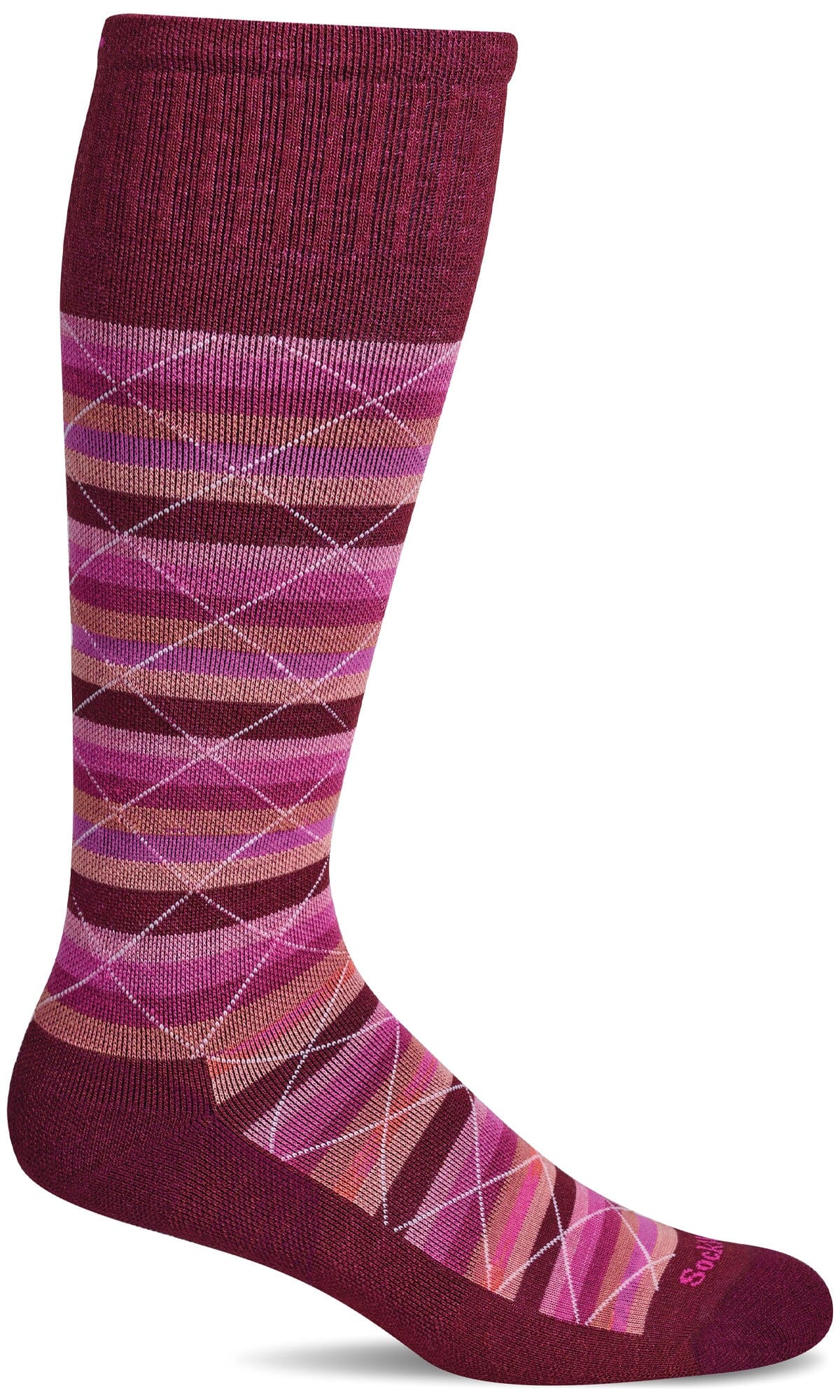 Women's Full Array | Moderate Graduated Compression Socks | Wide Calf Fit Lifestyle Compression Sockwell S/M Cranberry 