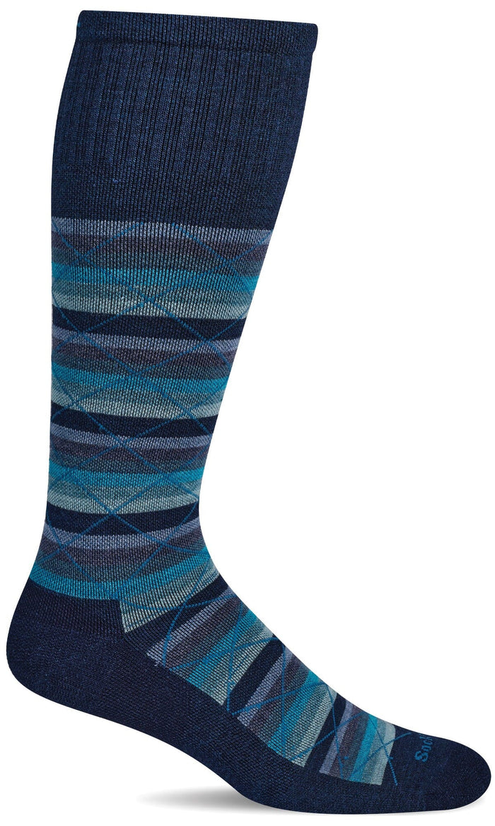 Women's Full Array | Moderate Graduated Compression Socks | Wide Calf Fit Lifestyle Compression Sockwell S/M Navy 