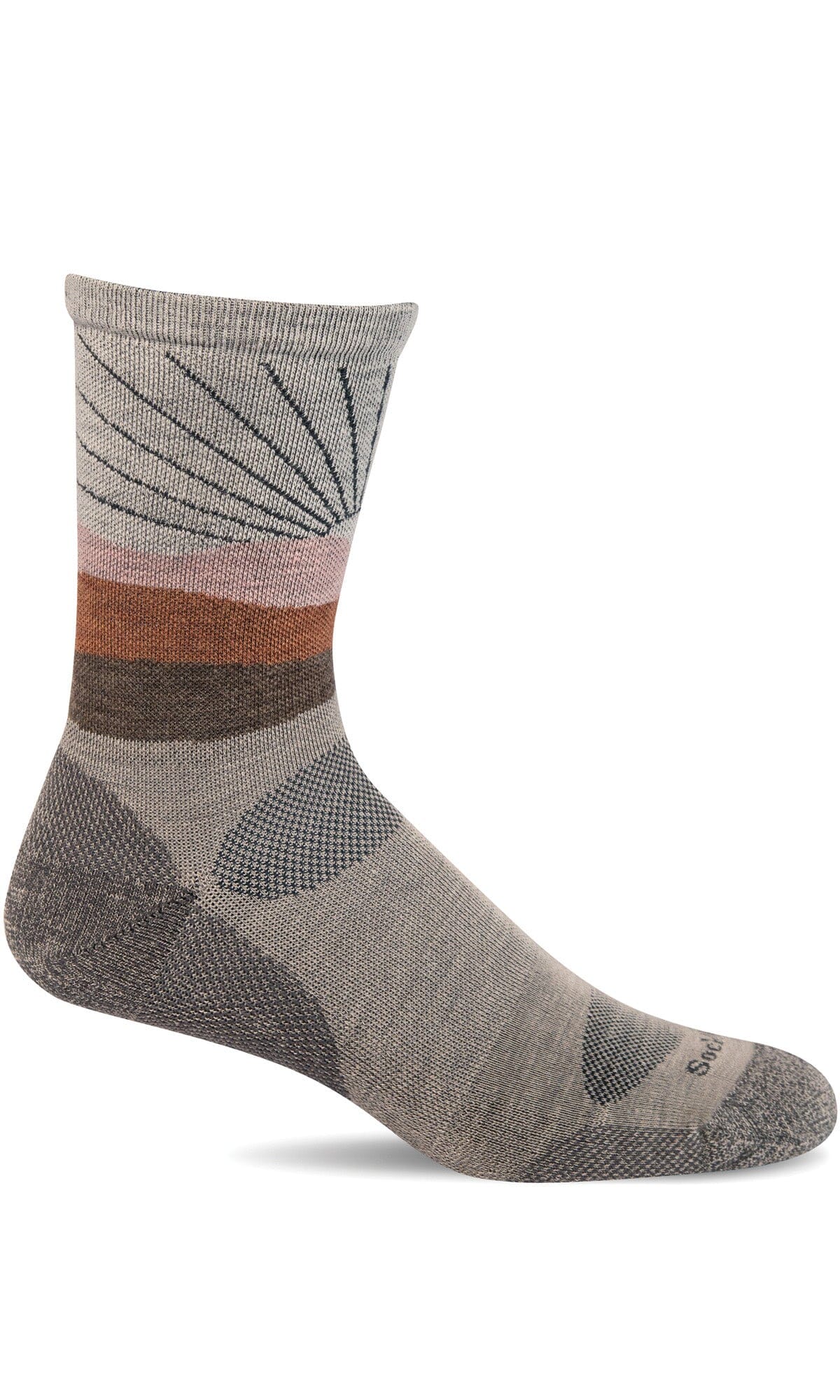 Women's Sunburst Crew | Moderate Graduated Compression Socks Sport Compression Sockwell S/M Putty 