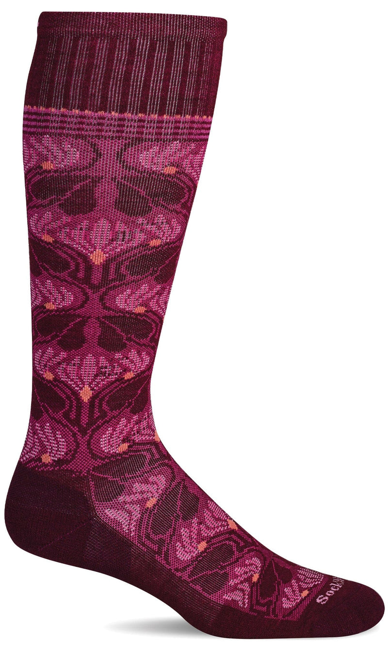 Women's Floral Tapestry | Moderate Graduated Compression Socks Lifestyle Compression Sockwell S/M Cranberry 