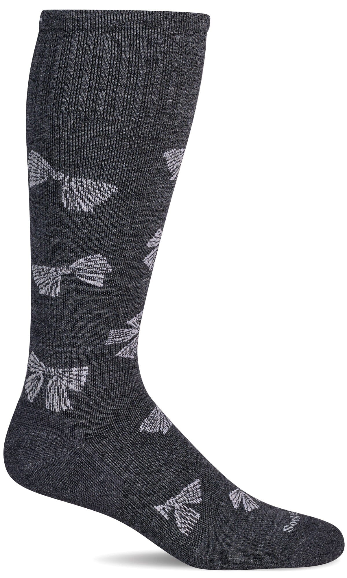 Women's Bows | Moderate Graduated Compression Socks Lifestyle Compression Sockwell S/M Charcoal with Sparkle 