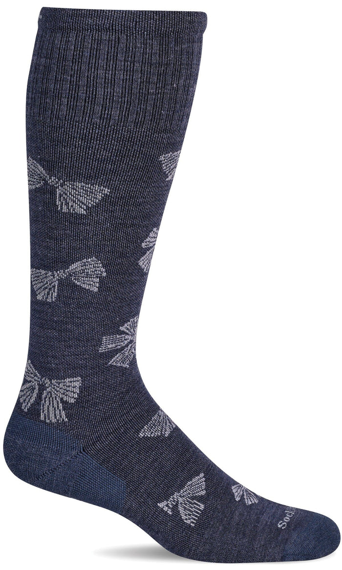 Women's Bows | Moderate Graduated Compression Socks Lifestyle Compression Sockwell S/M Denim with Sparkle 