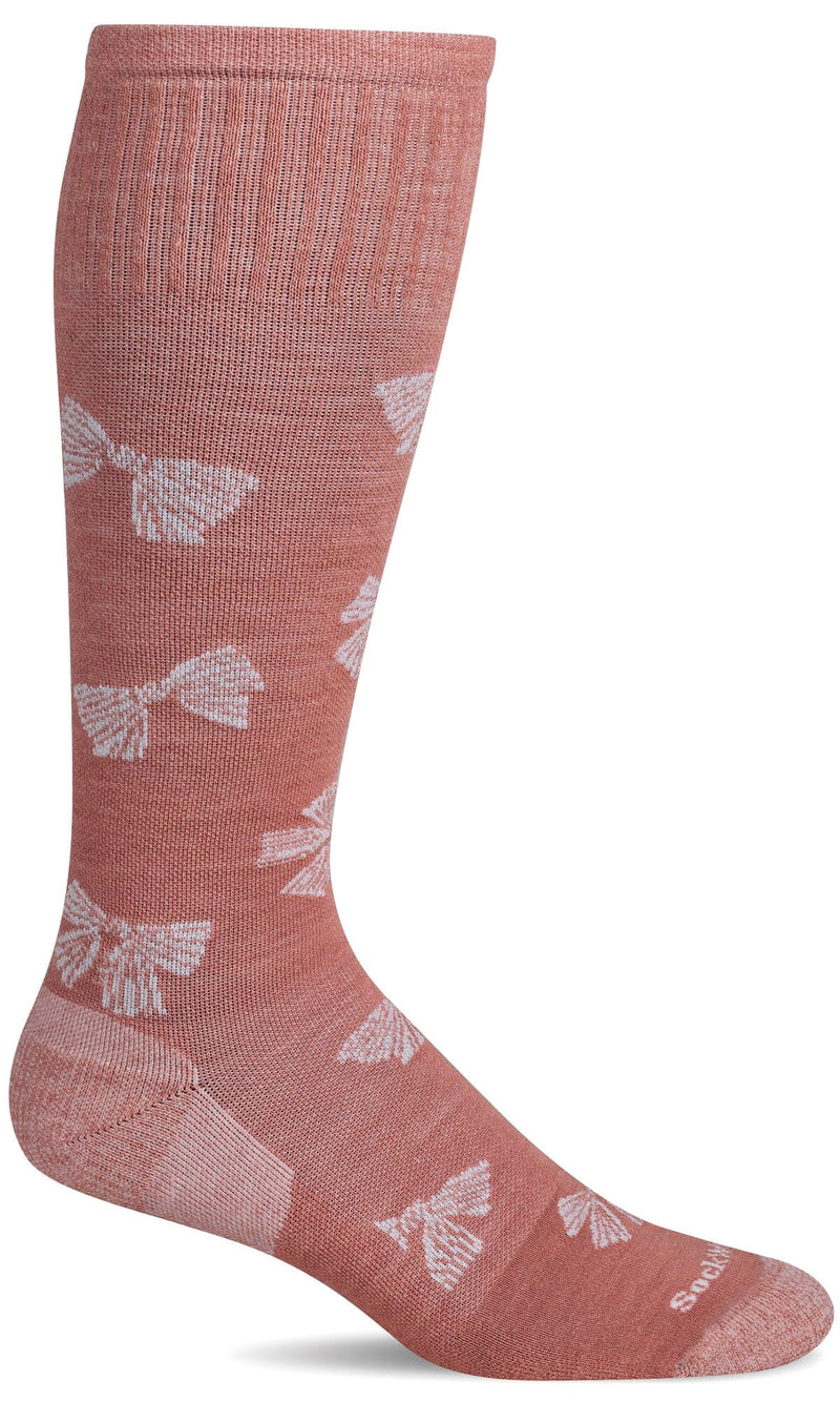 Women's Bows | Moderate Graduated Compression Socks Lifestyle Compression Sockwell S/M Pink Clay with Sparkle 