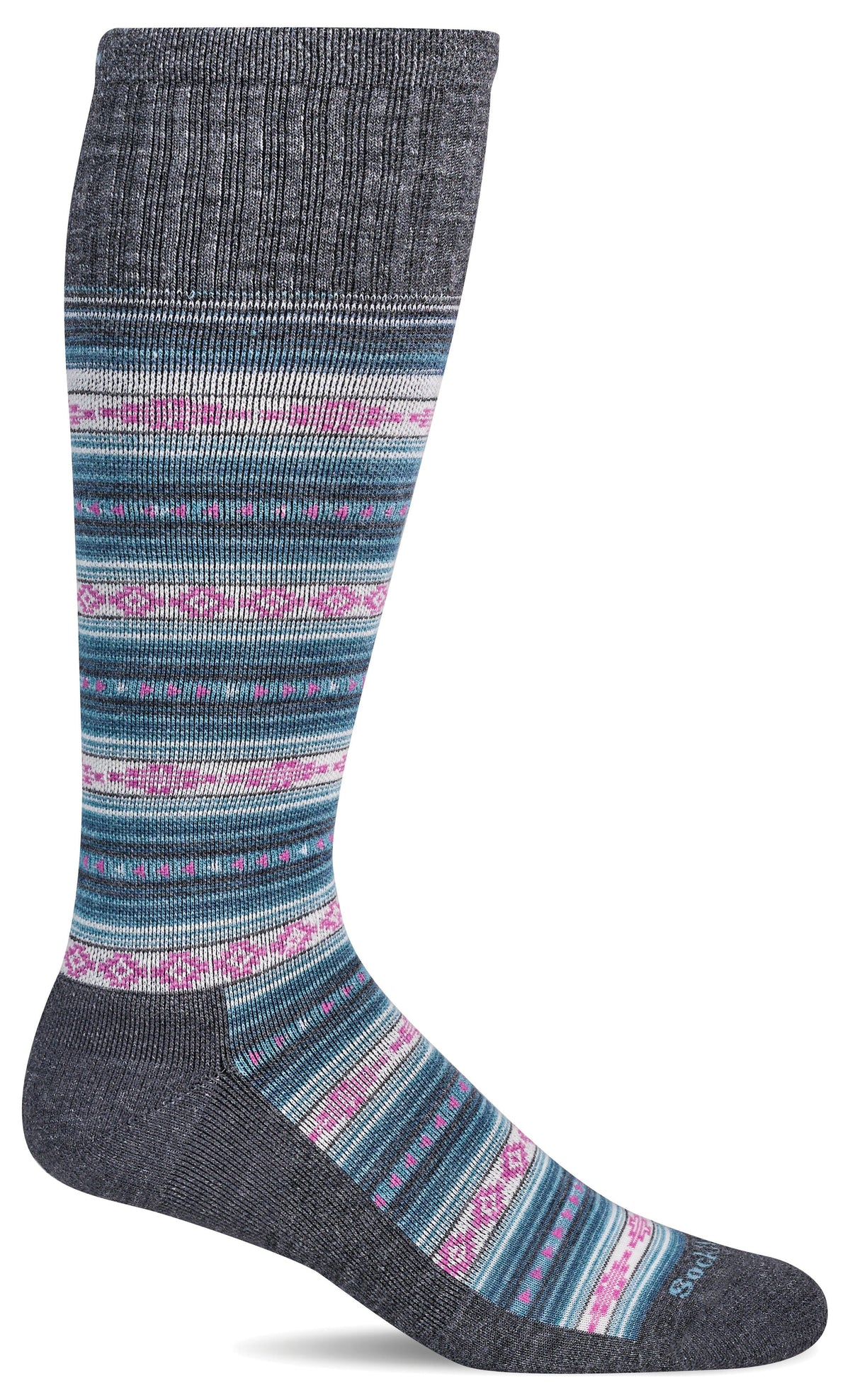 Women's Southwest Stripe | Firm Graduated Compression Socks Lifestyle Compression Sockwell S/M Charcoal 