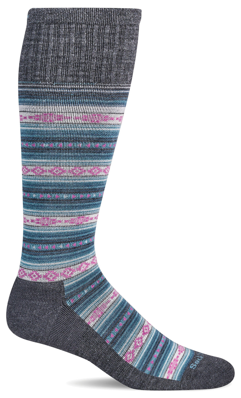 Women's Southwest Stripe | Firm Graduated Compression Socks Lifestyle Compression Sockwell S/M Charcoal 