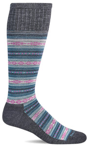 Women's Southwest Stripe | Firm Graduated Compression Socks Lifestyle Compression Sockwell S/M Charcoal 