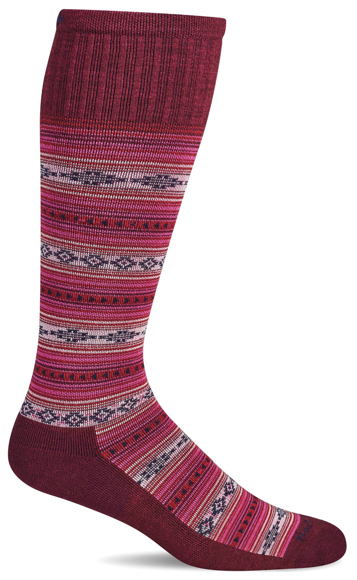 Women's Southwest Stripe | Firm Graduated Compression Socks Lifestyle Compression Sockwell S/M Cranberry 