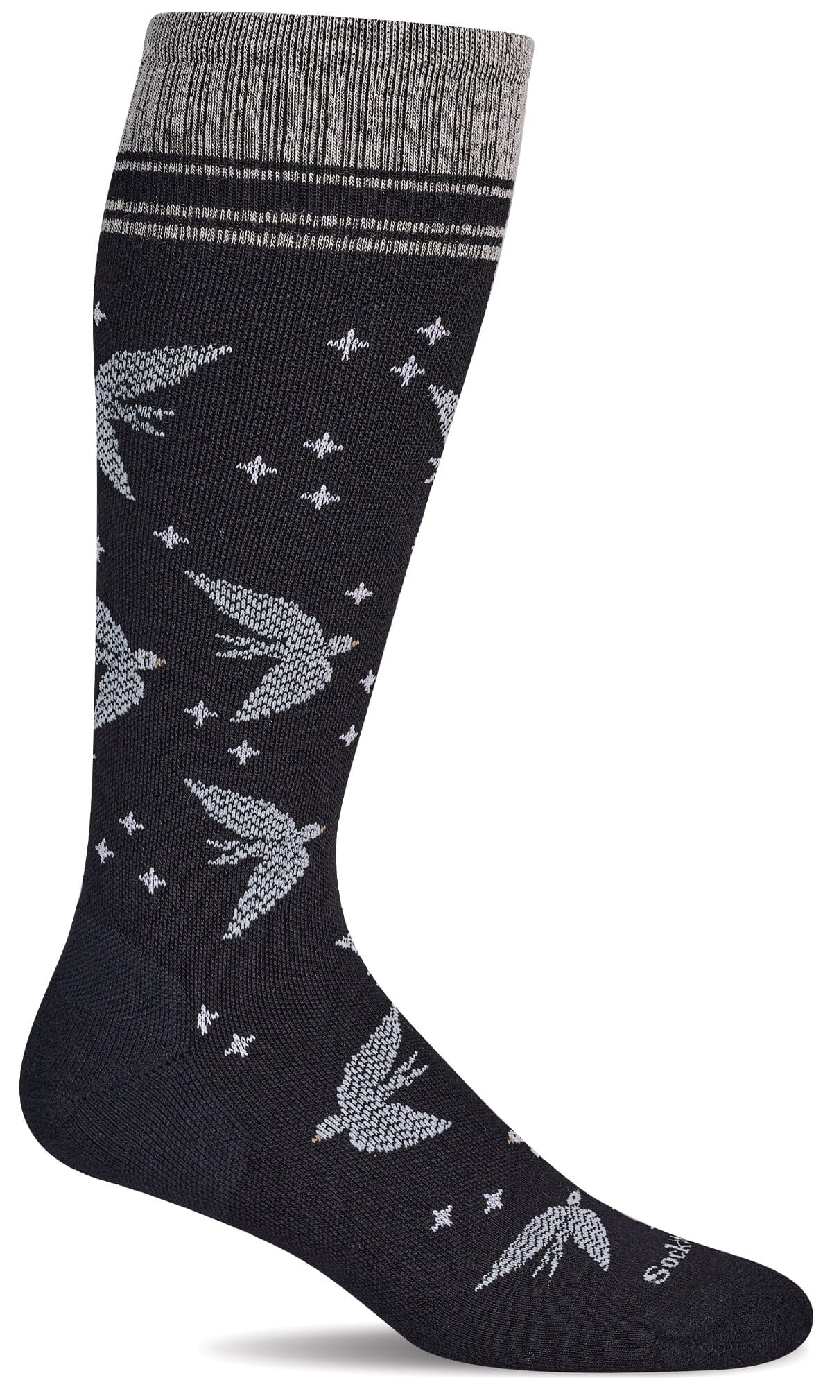 Women's Love Dove | Moderate Graduated Compression Socks | Wide Calf Fit Lifestyle Compression Sockwell S/M Black 