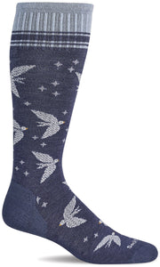 Women's Love Dove | Moderate Graduated Compression Socks | Wide Calf Fit Lifestyle Compression Sockwell S/M Denim 