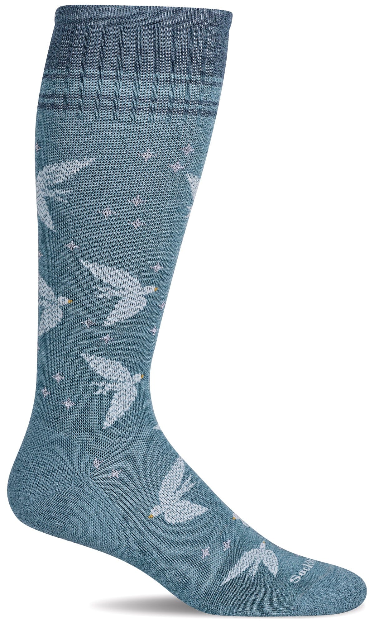 Women's Love Dove | Moderate Graduated Compression Socks | Wide Calf Fit Lifestyle Compression Sockwell S/M Mineral 