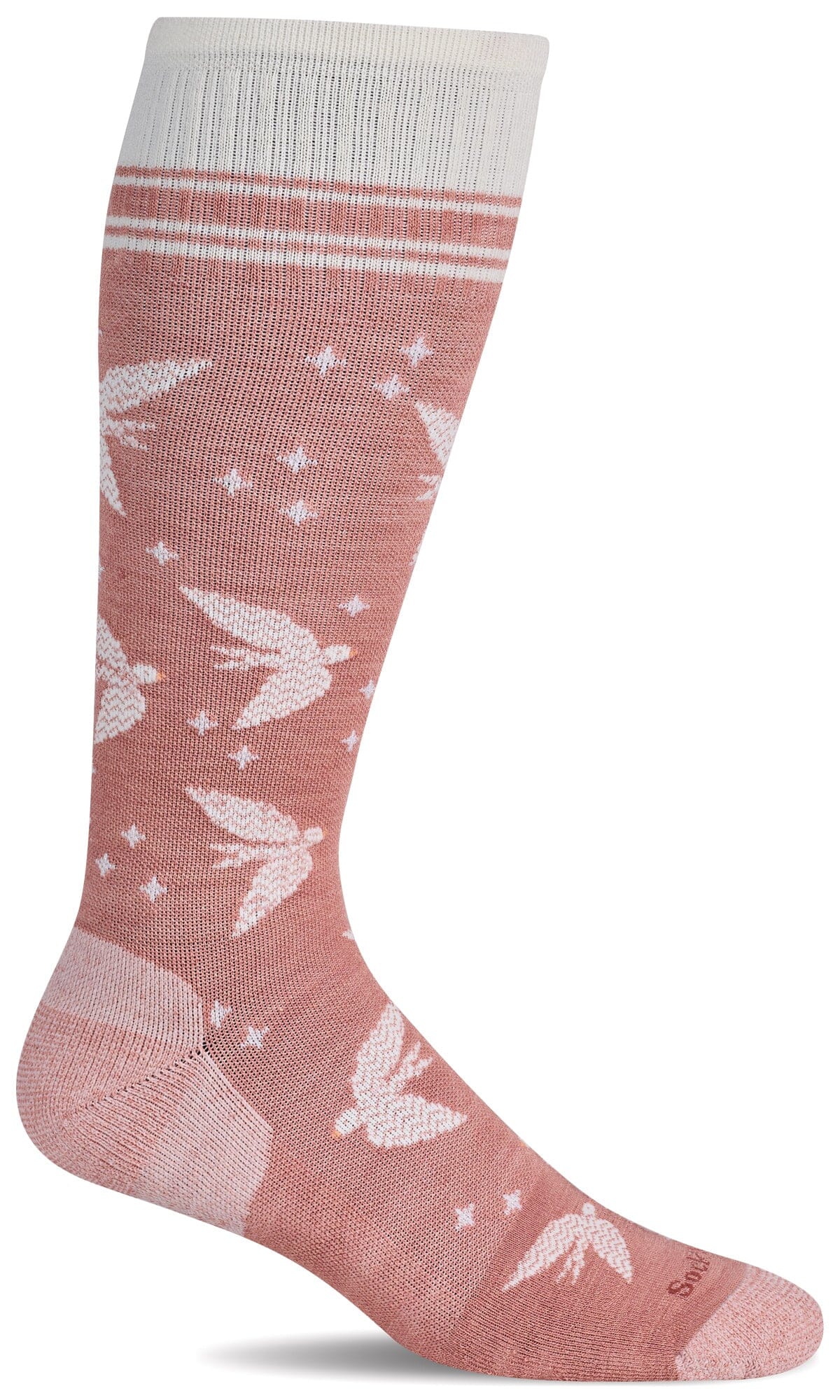 Women's Love Dove | Moderate Graduated Compression Socks | Wide Calf Fit Lifestyle Compression Sockwell S/M Pink Clay 