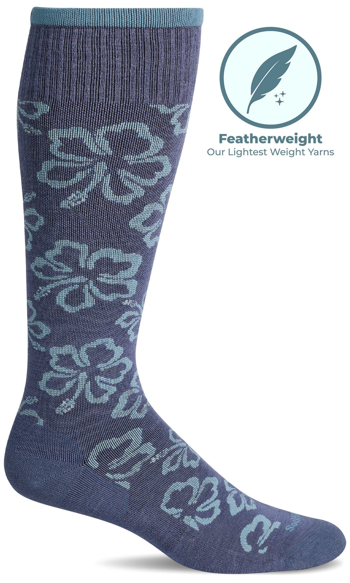 Women's Featherweight Florista | Moderate Graduated Compression Socks Lifestyle Compression Sockwell S/M Denim 