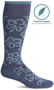 Women's Featherweight Florista | Moderate Graduated Compression Socks Lifestyle Compression Sockwell S/M Denim 