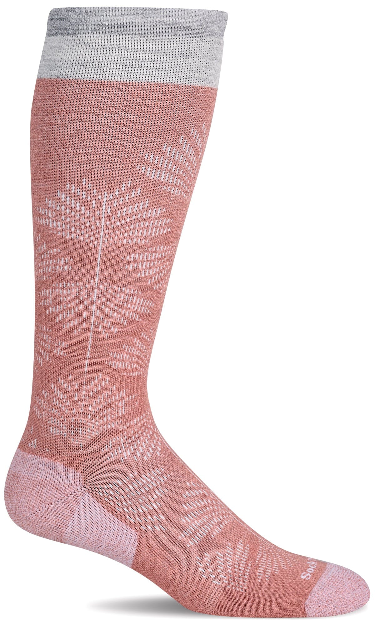 Women's Full Floral | Moderate Graduated Compression Socks | Wide Calf Fit Lifestyle Compression Sockwell S/M Pink Clay 