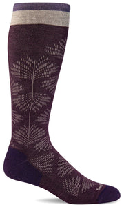 Women's Full Floral | Moderate Graduated Compression Socks | Wide Calf Fit Lifestyle Compression Sockwell S/M Blackberry 