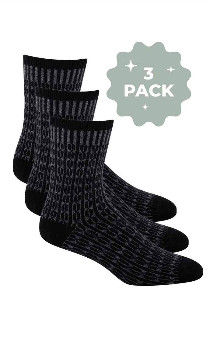 Women's Baby Cable 3-Pack | Essential Comfort Essential Comfort Sockwell S/M Black 