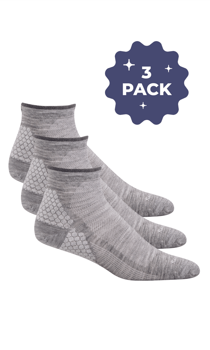 Women's Plantar Sport Quarter 3-Pack | Plantar Relief Plantar Fasciitis Relief Sockwell S/M Grey 