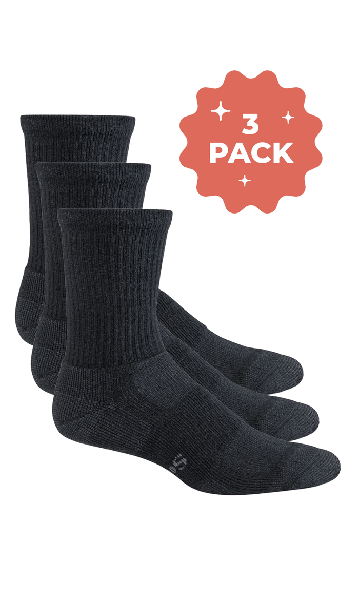 Men’s Walk About Crew 3-Pack | Moderate Graduated Compression Sport Compression Sockwell M/L Black 