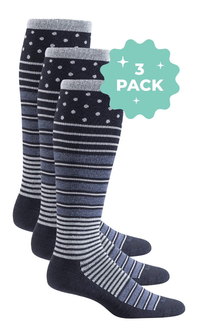 Women’s Twister 3-Pack | Firm Graduated Compression Lifestyle Compression Sockwell S/M Navy 