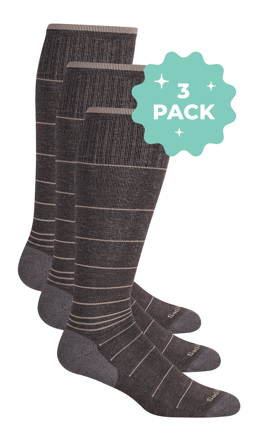 Men’s Circulator 3-Pack | Moderate Graduated Compression Lifestyle Compression Sockwell M/L Mushroom 