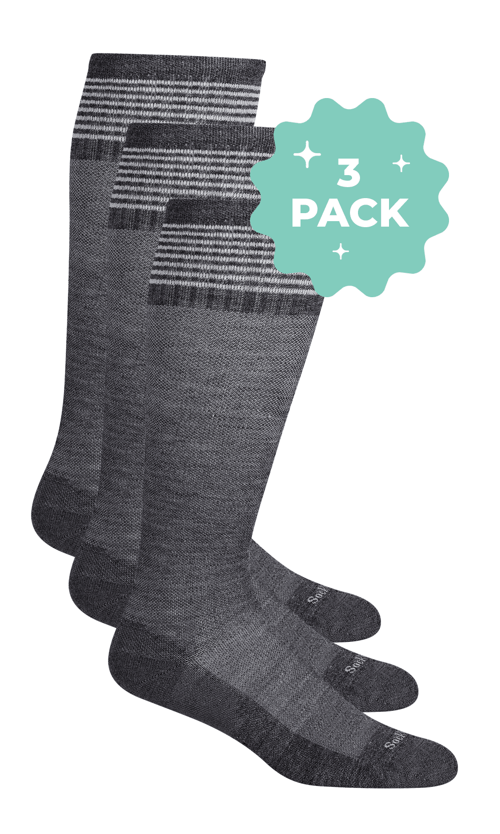 Women’s Elevation 3-Pack | Firm Graduated Compression Lifestyle Compression Sockwell S/M Charcoal Solid 