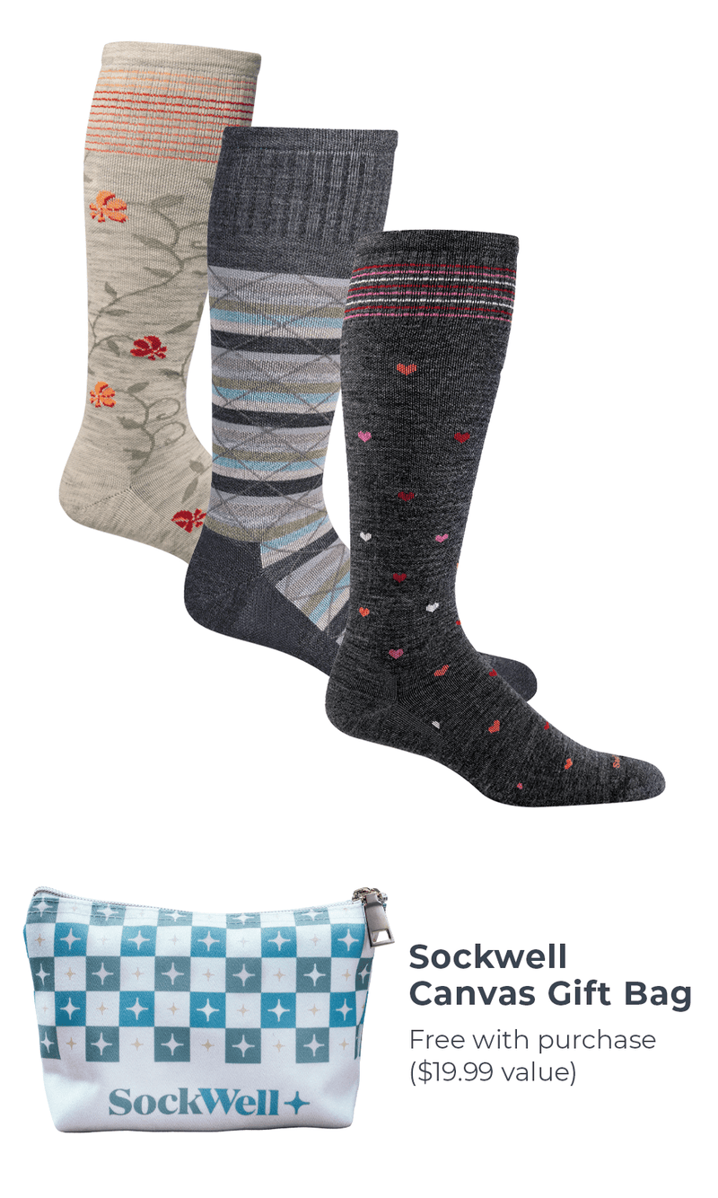 Women’s Full Calf Fun Bundle | Moderate Graduated Compression | Wide Calf Fit Lifestyle Compression Sockwell S/M 