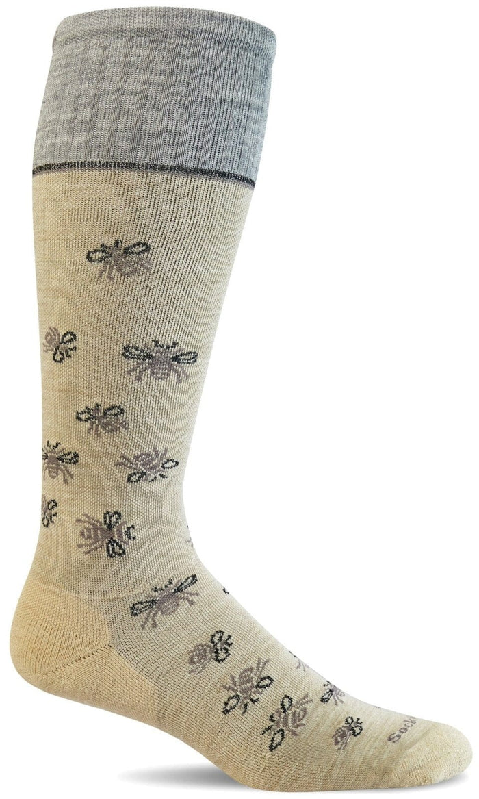 Women's Busy Bee | Moderate Graduated Compression Socks | Wide Calf Fit Lifestyle Compression Sockwell S/M Barley 
