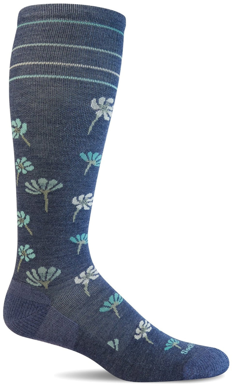 Women's Field Flower | Moderate Graduated Compression Socks Lifestyle Compression Sockwell S/M Denim 