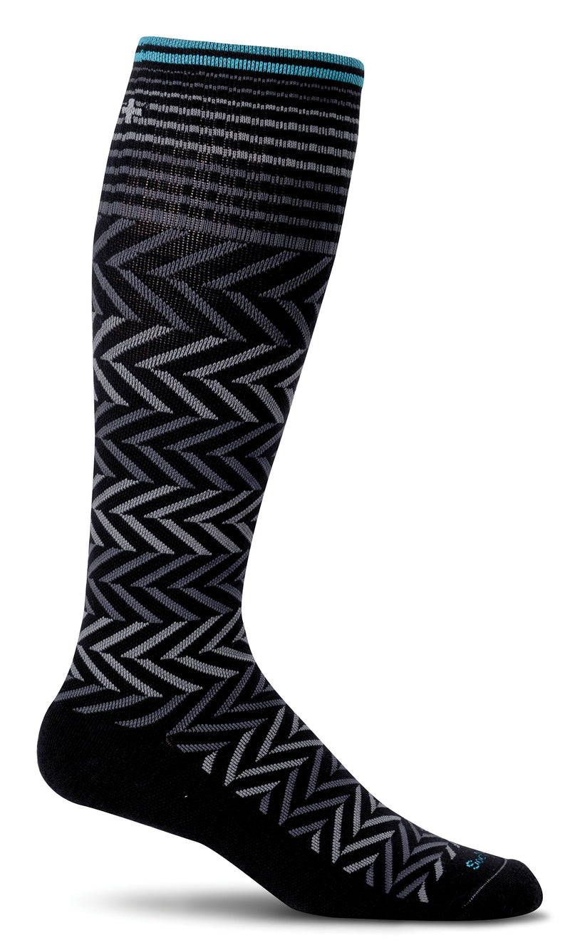 Sockwell Chevron Stylish Merino Wool Compression Socks for Women in Black