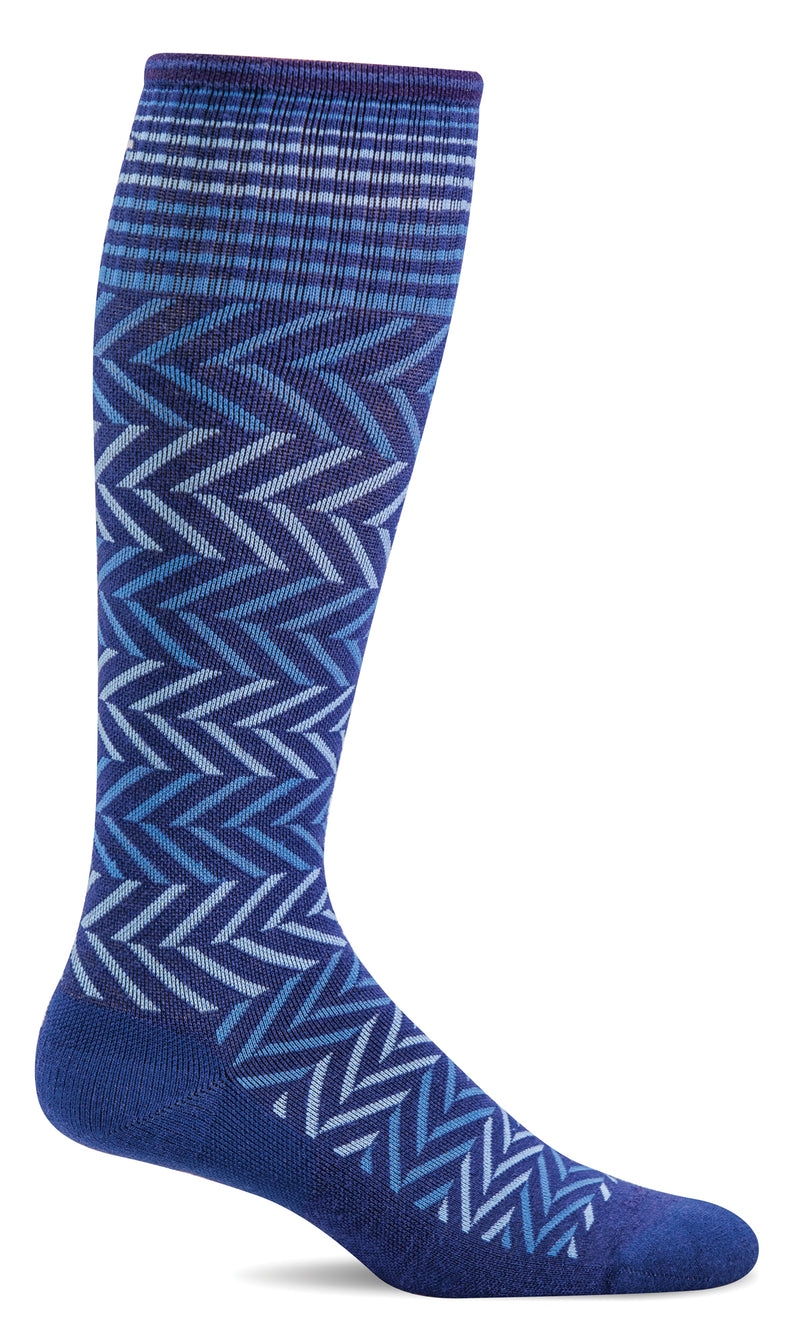 Sockwell Chevron Stylish Merino Wool Compression Socks for Women in Hyacinth